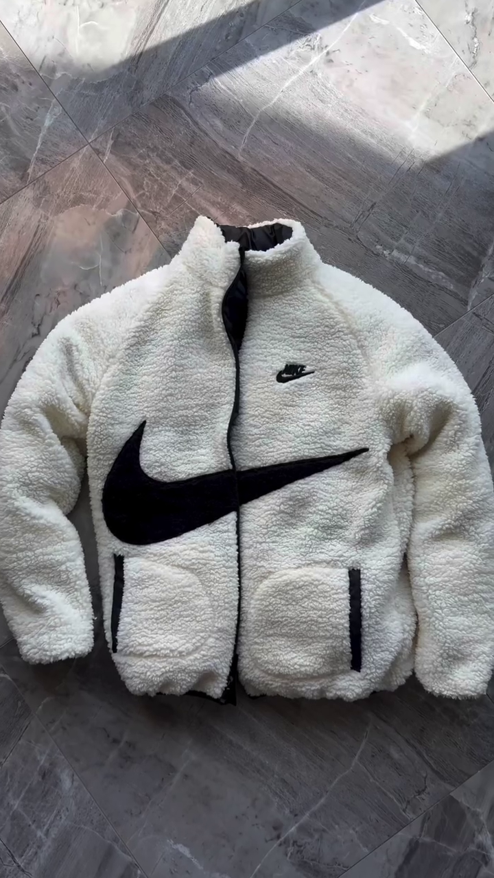 Swoosh Faux Shearling Fleece Reversible Jacket