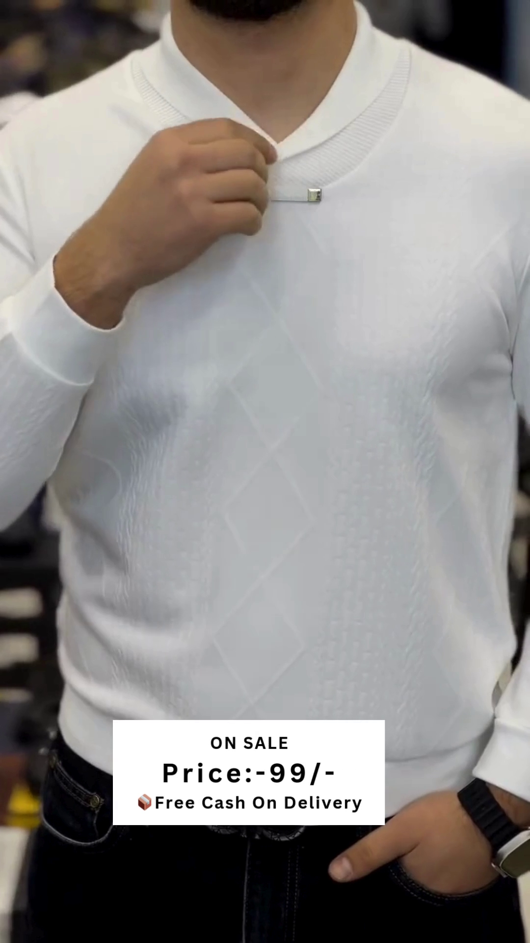 Men Self Design Polo Collar Cotton T-shirt