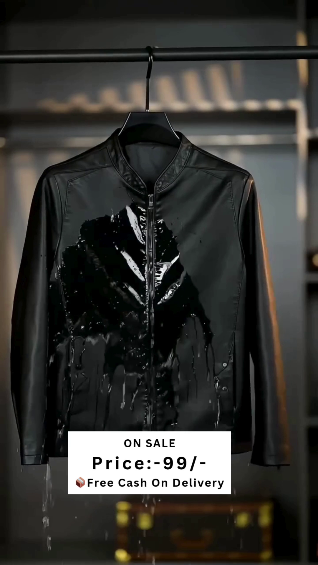 Men Mandarin Collar Solid PU Casual Windcheater Jacket