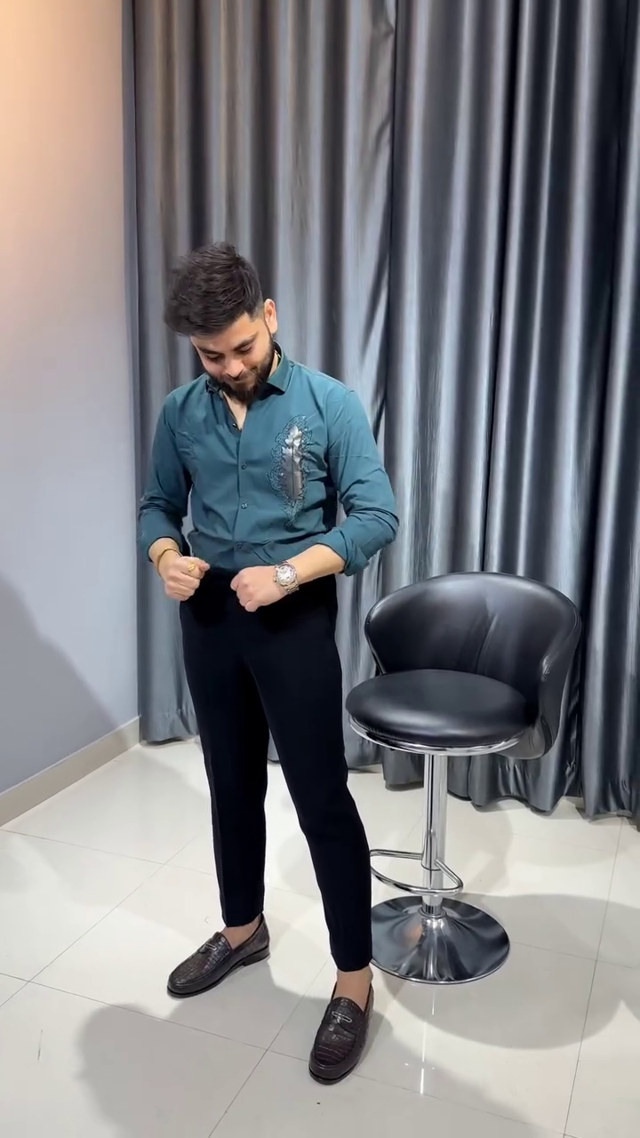 Premium Slim Fit Embellished Casual Shirt