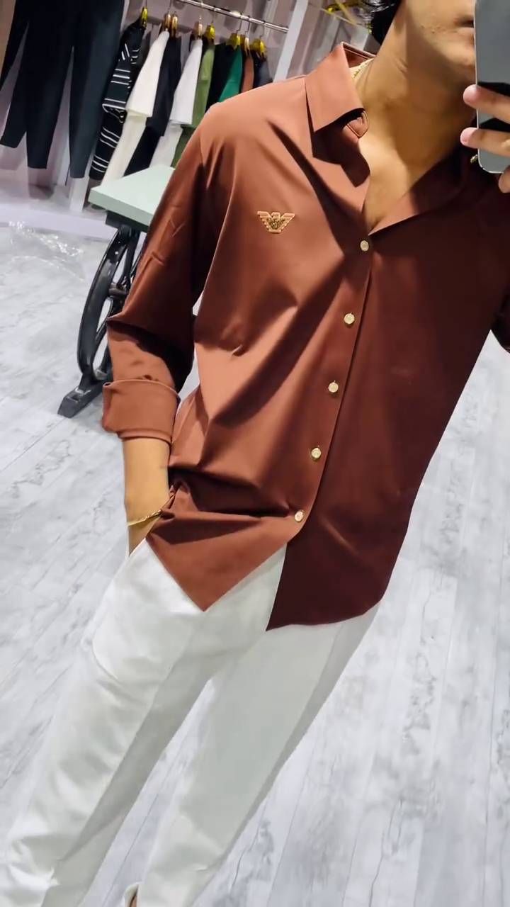 Embroidered Oversized Casual Shirt
